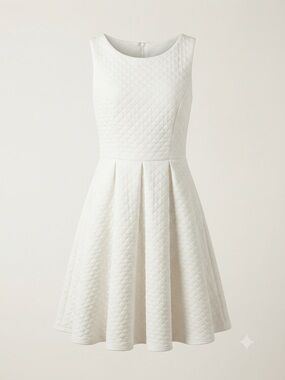 Closet London White Quilted Sleeveless Fit & Flare Dress Size 6